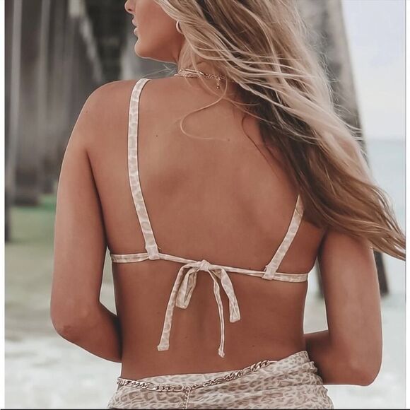 Kendall & Kylie Women’s Gold Rouched Bandeau Bikini Top/ Bottom Size L NWT - Picture 4 of 16